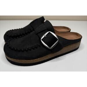 Women's Black Slip-On Shoes with Buckle